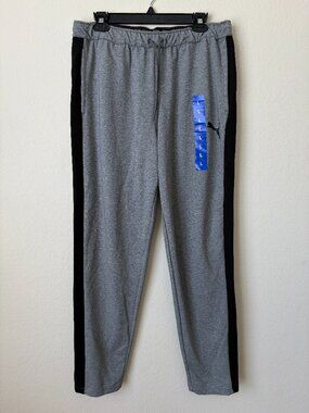 NWT Puma Men's Large Athletic Joggers Gray Black Sweatpants